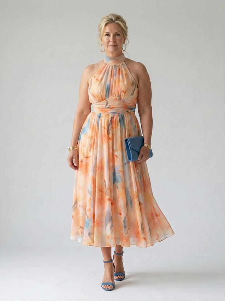 Stella &amp; Grace™ | Zachte Halter Midi Jurk
