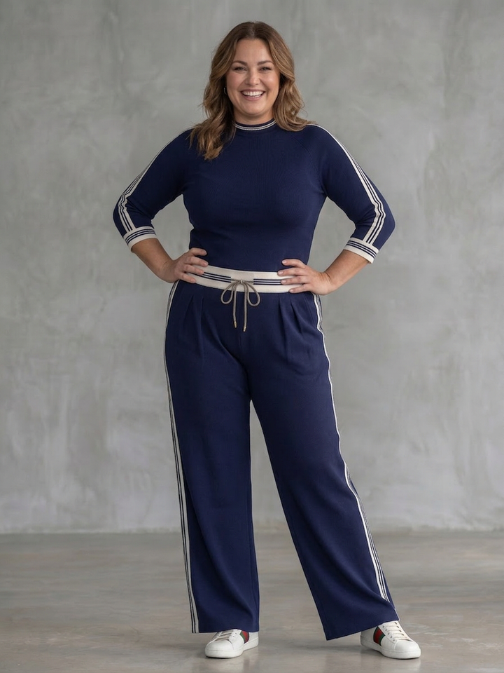 Alma | Fitted Lange Mouwen Top Brede Pantalon Set