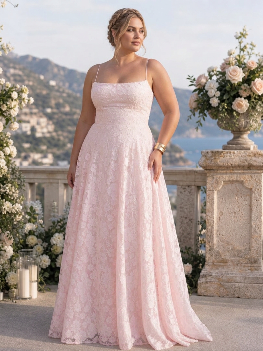 Noa | Spaghetti Strap Volle Kant Maxi Jurk