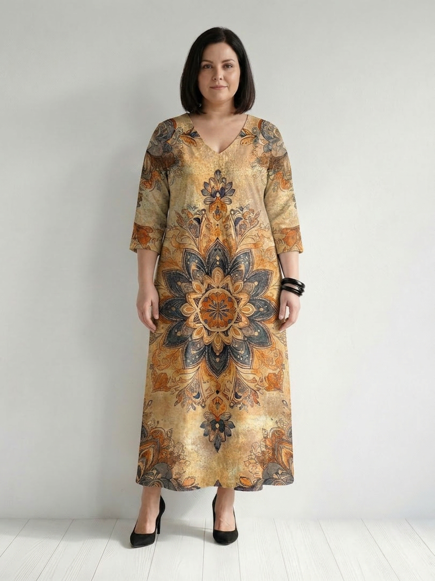 Salma | Zachte Bloemen Midi Jurk