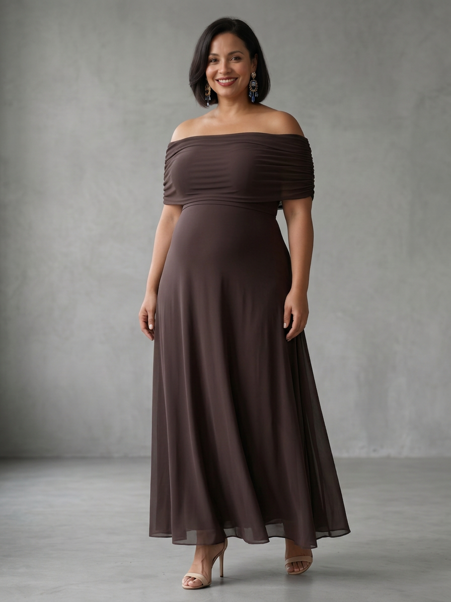 Astrid | Off Shoulder Draped Midi Jurk