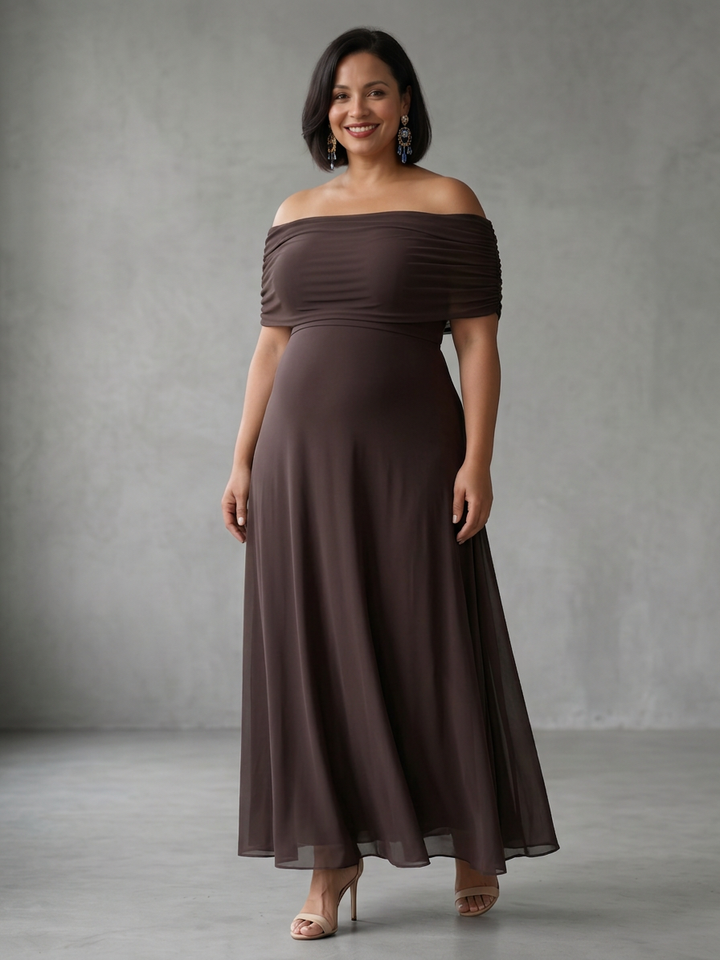 Astrid | Off Shoulder Draped Midi Jurk