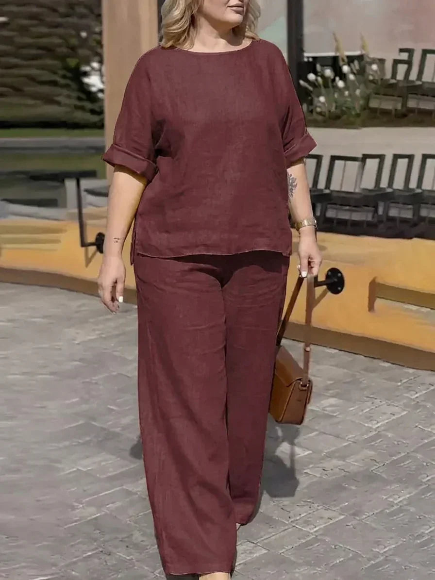 Briony - Dames Ronde Hals Lange Mouw Broek Set
