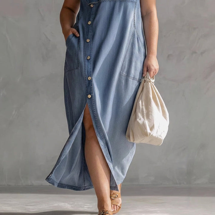 Clemence Hooded Denim Mouwloos