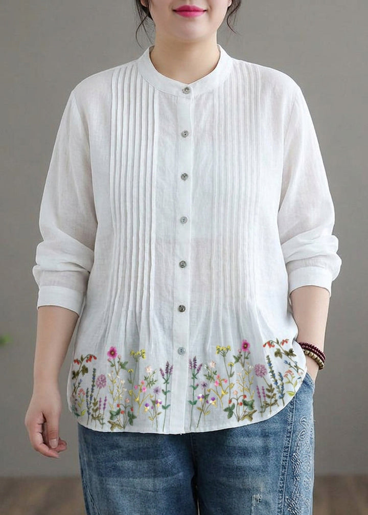 Cosima - Organische Witte Linnen Blouse Tunieken Vrouwen Ramie Blouse
