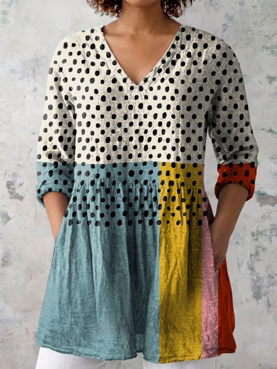 Rui | Lange Blouse met V-hals