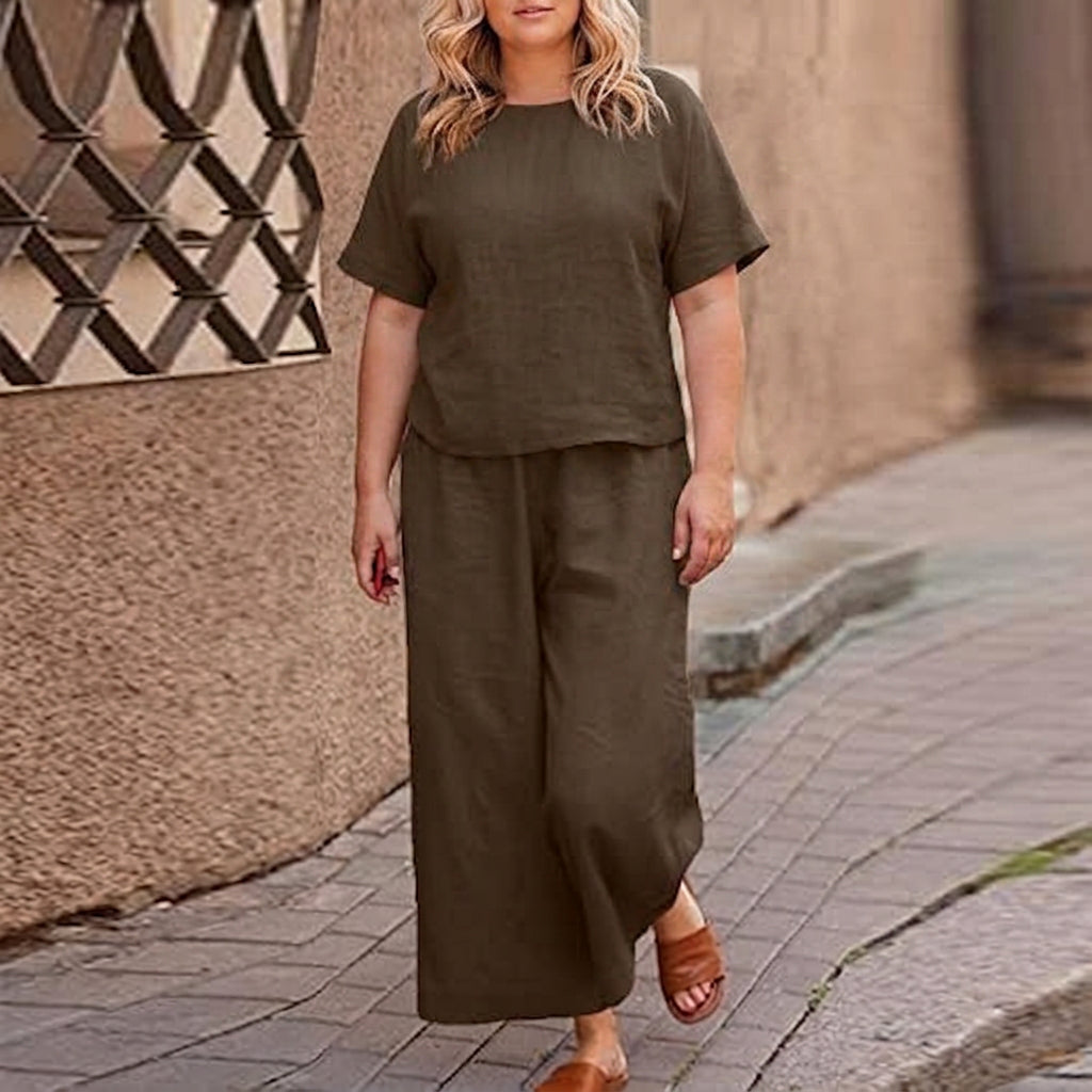 NAOMI - DAMEN EENVOUDIGE CROP TOP &amp; BROEK CO-ORD SET