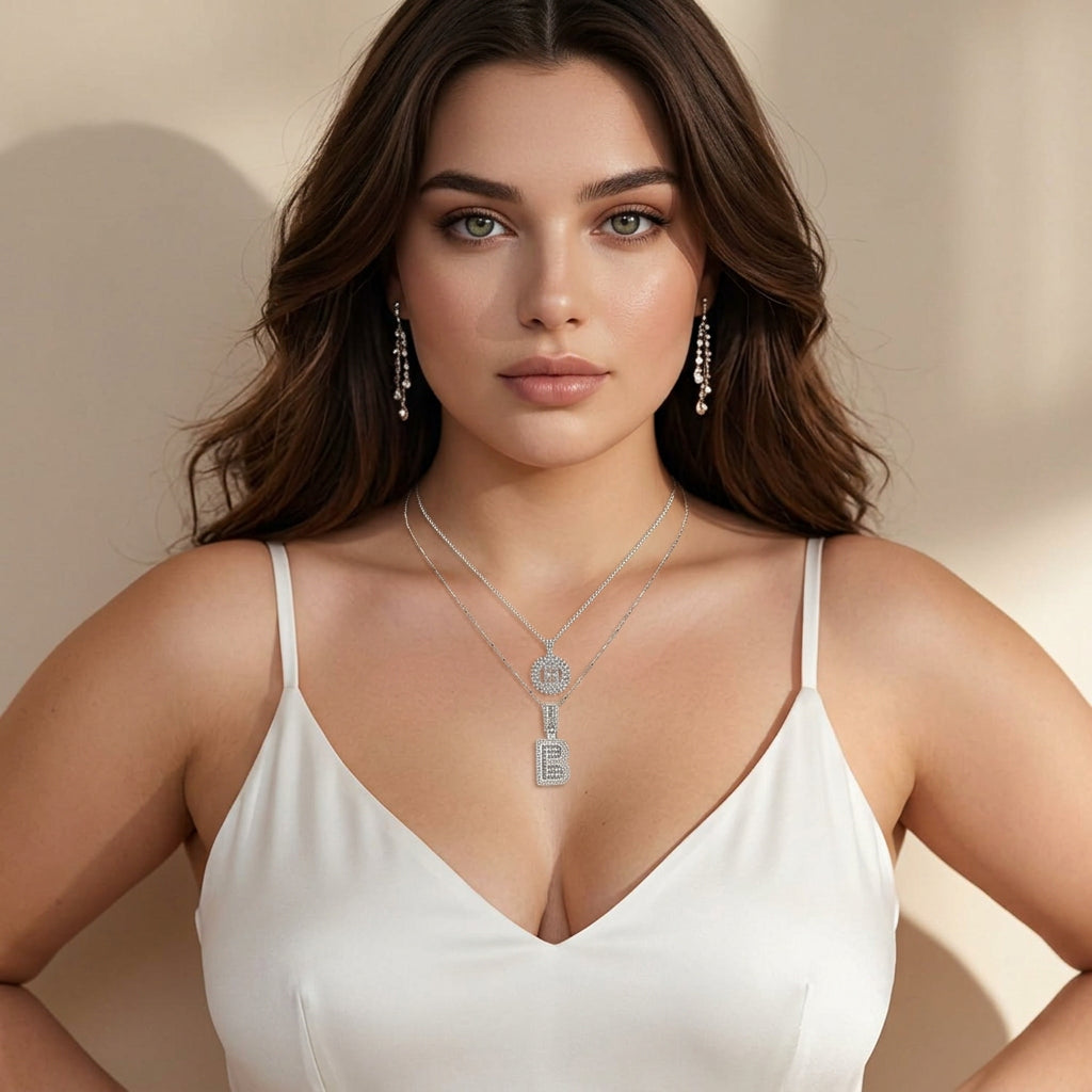 Selma letter initial ketting set | Wit Goud