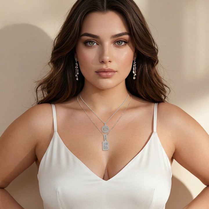 Selma letter initial ketting set | Wit Goud