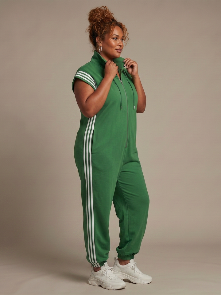 Winslow | Zip Front Stripe Paneel Jumpsuit