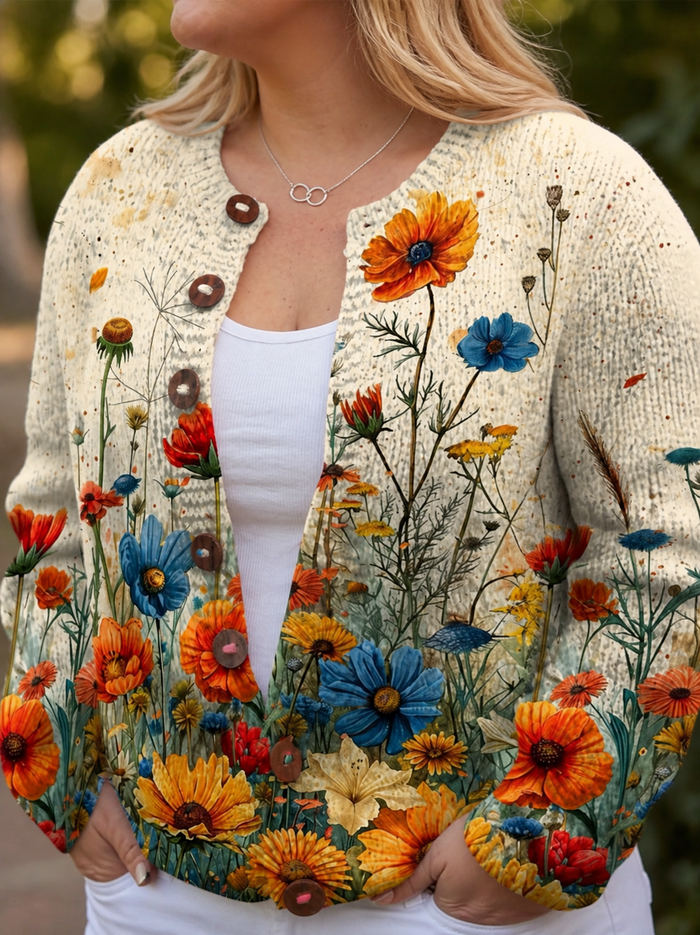 Dames Gebloemd Vest met Open Voorkant en Knoopsluiting