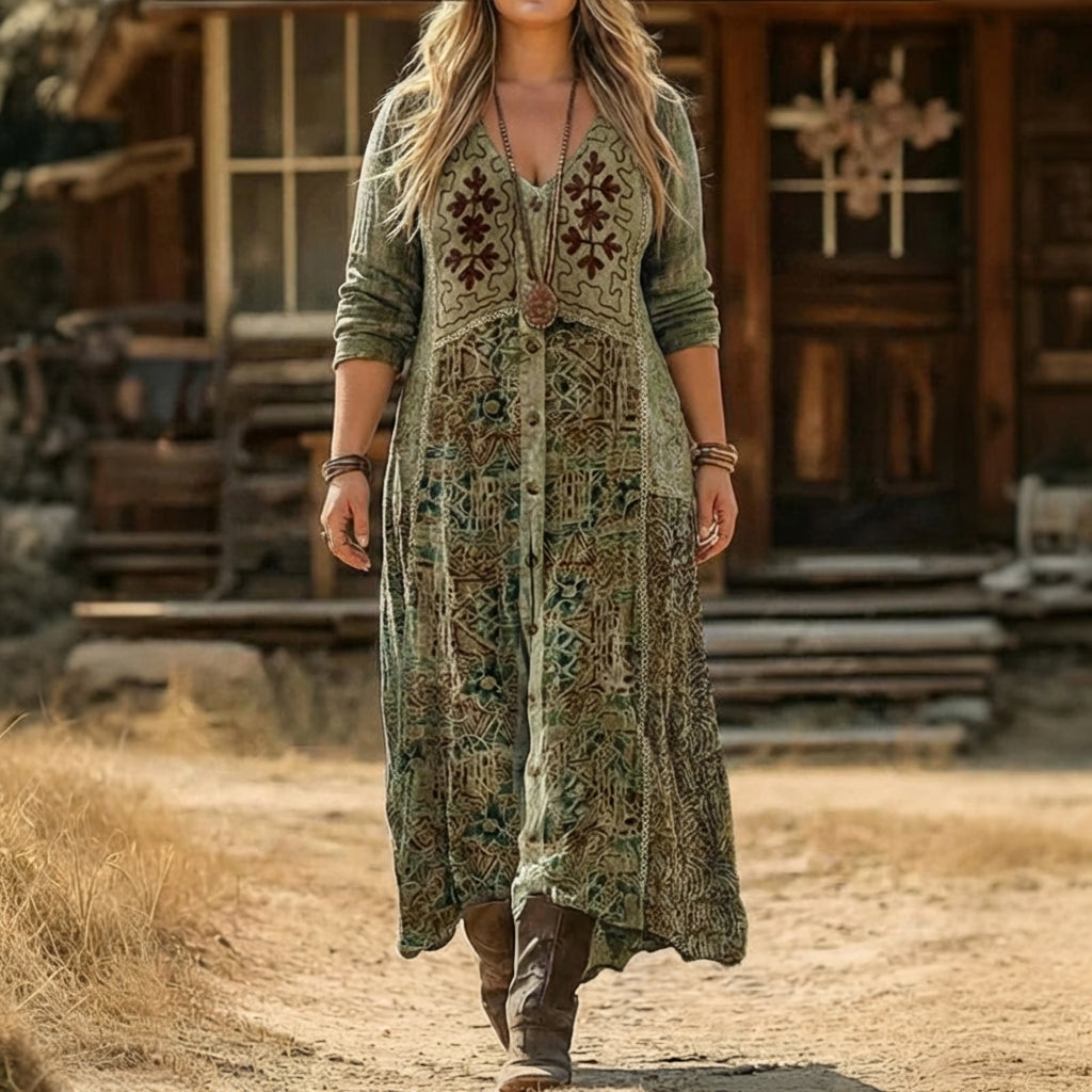 Orla | Vintage-geïnspireerde Lange Mouwen Casual Jurk