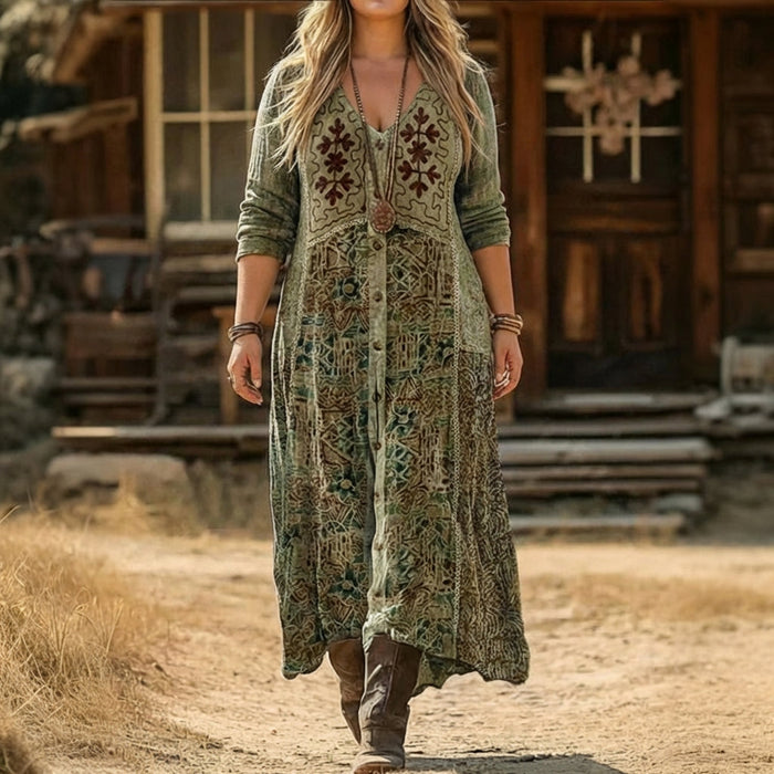 Orla | Vintage-geïnspireerde Lange Mouwen Casual Jurk