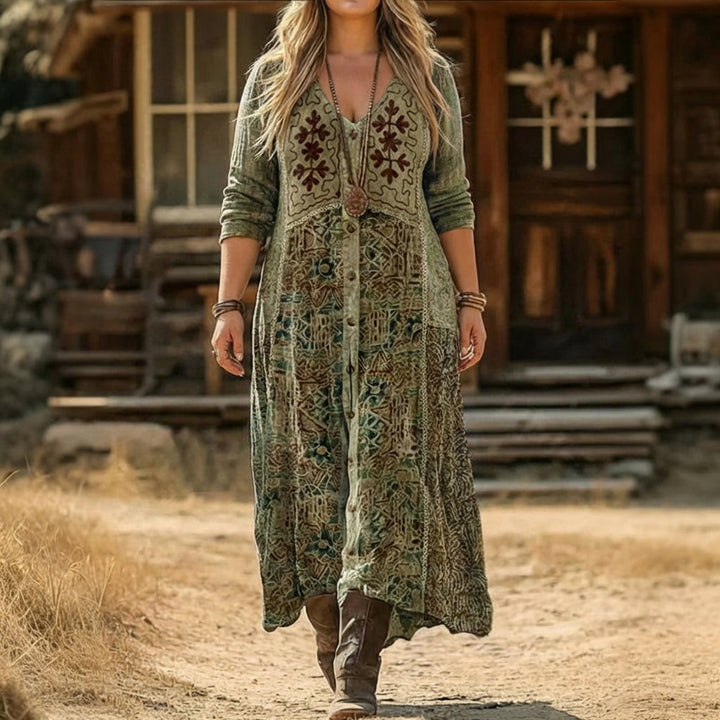 Orla | Vintage-geïnspireerde Lange Mouwen Casual Jurk