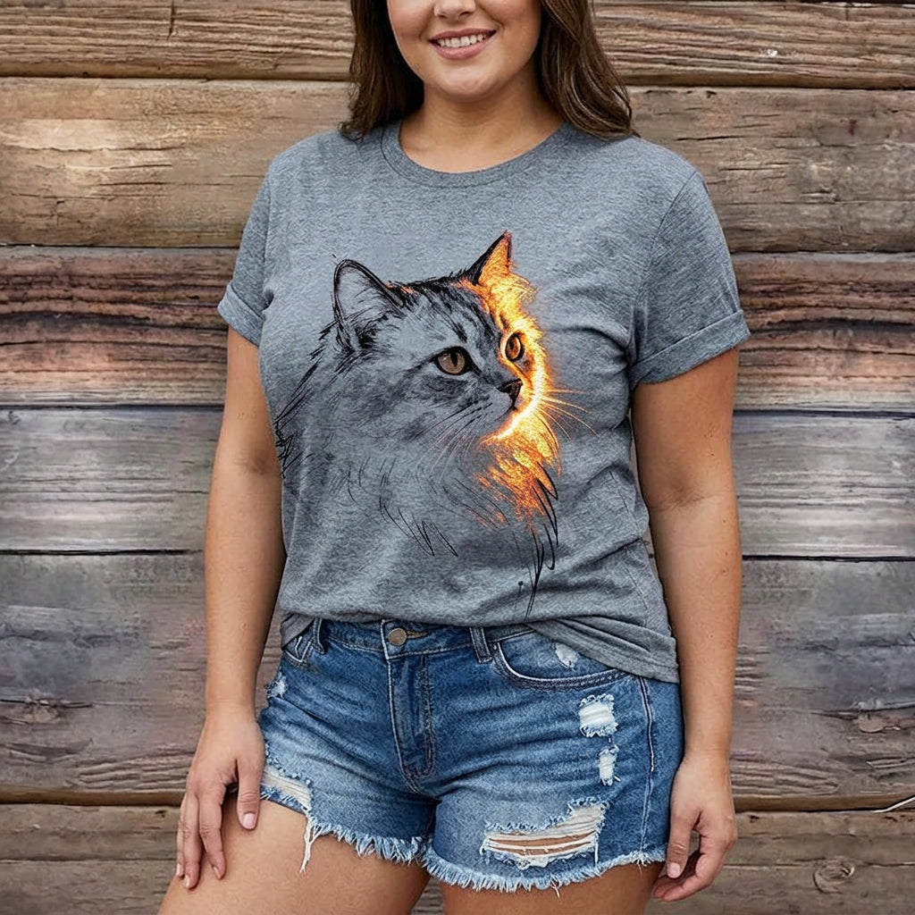 Shiloh | Casual Kattenprint T-Shirt