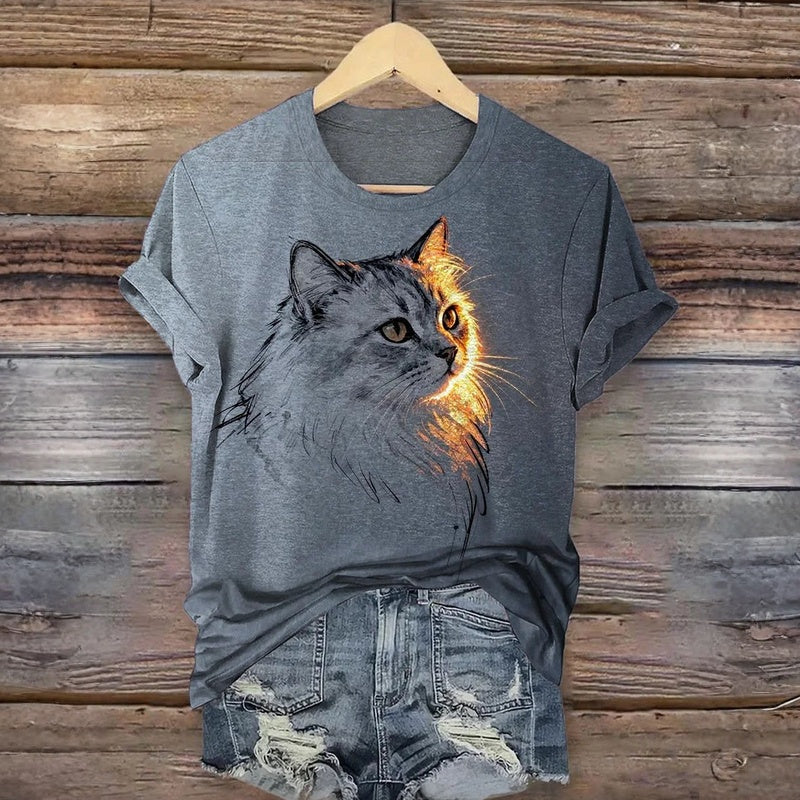 Shiloh | Casual Kattenprint T-Shirt