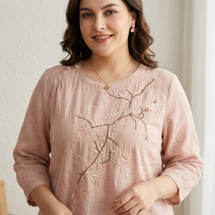Isadora - Pure Katoenen Geborduurde Dames Top