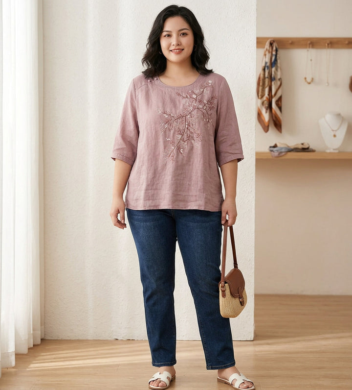 Isadora - Pure Katoenen Geborduurde Dames Top