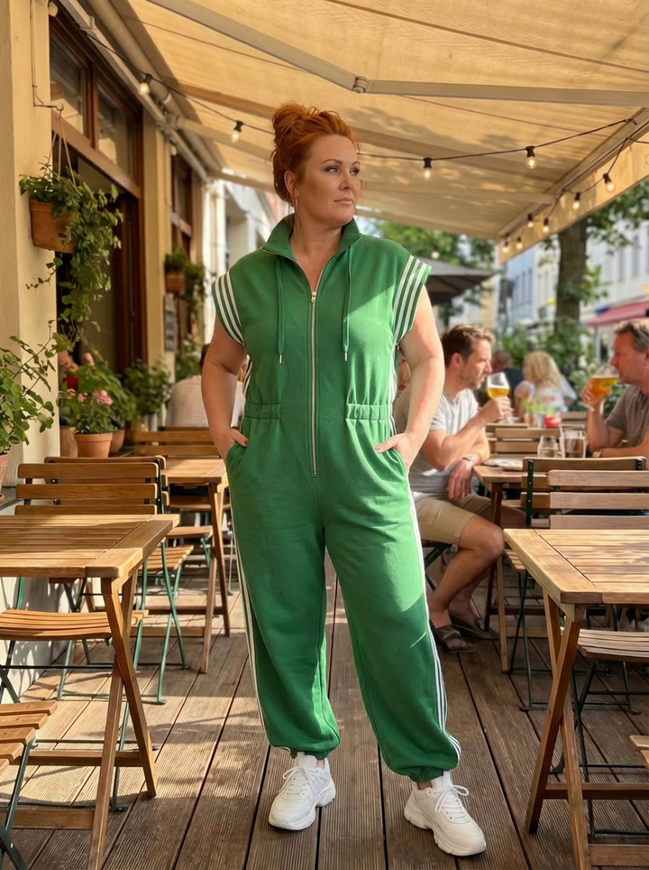 Winslow | Zip Front Stripe Paneel Jumpsuit