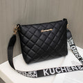 Zwart gewatteerd crossbody tasje met brede band