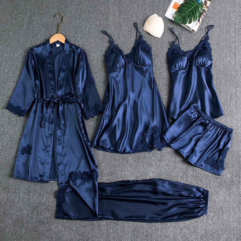 Selma | 5-delig Zijden Kant Nachtkleding Set