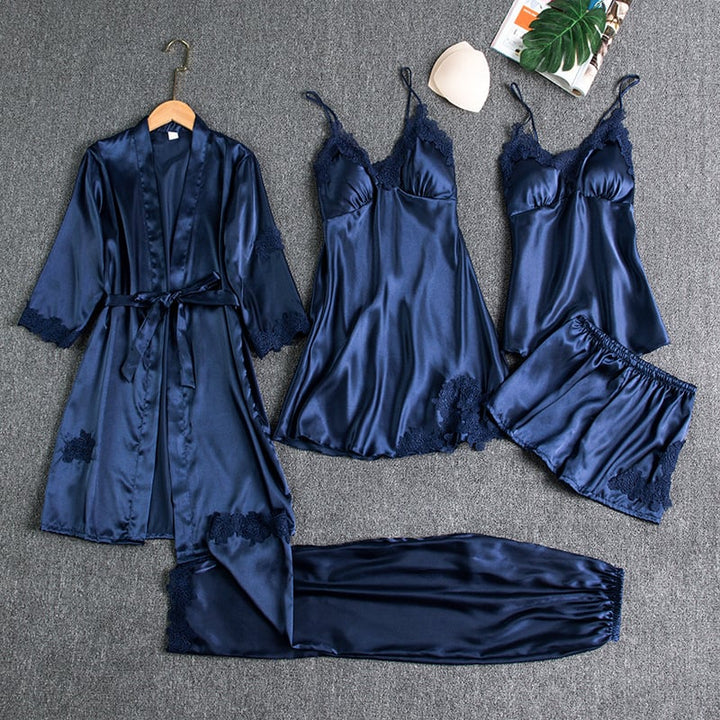 Selma | 5-delig Zijden Kant Nachtkleding Set