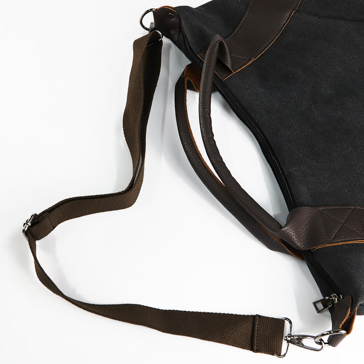 Grote canvas tas met contrasthengsels