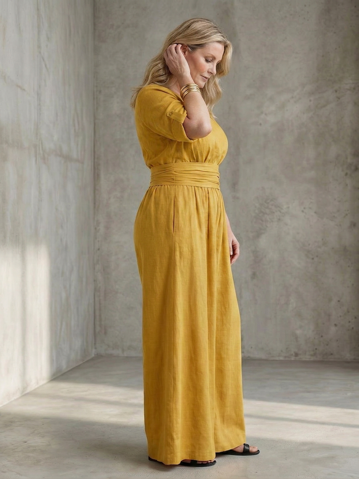 Maeve | Korte Mouwen Wijde Pijpen Jumpsuit