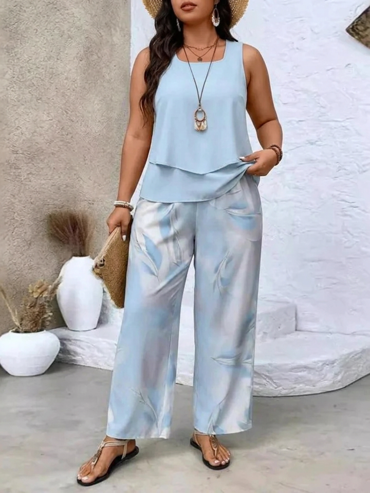 Ysolde | Mouwloze Top en Brede-Pantalon Set