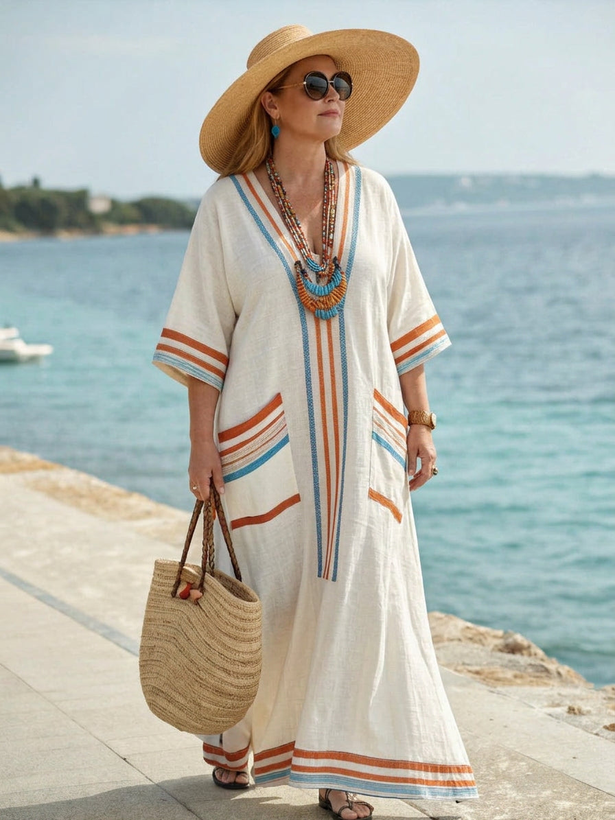 Kit | Coastal Linen Stripe Maxi Dress