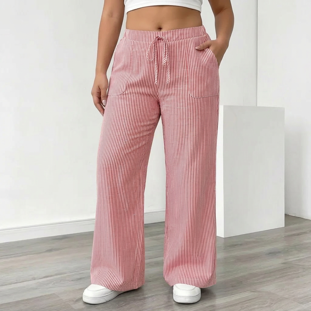 Saffraan | Gestreepte Broek Met Zakken