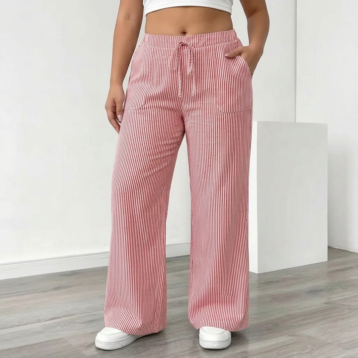Saffraan | Gestreepte Broek Met Zakken