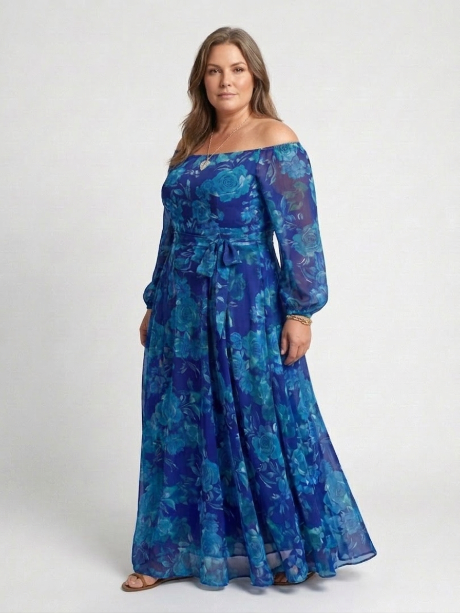 Beatrix | Off Shoulder Bloemen Maxi Jurk