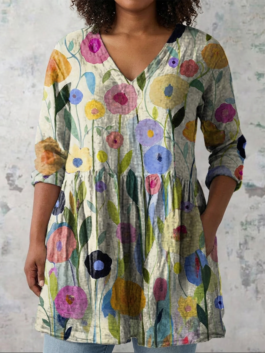 Maia | Lange Blouse met V-Hals