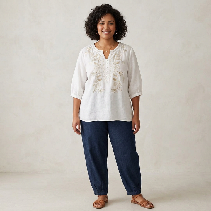Fauna - Pure Katoenen Geborduurd Comfortabel Top