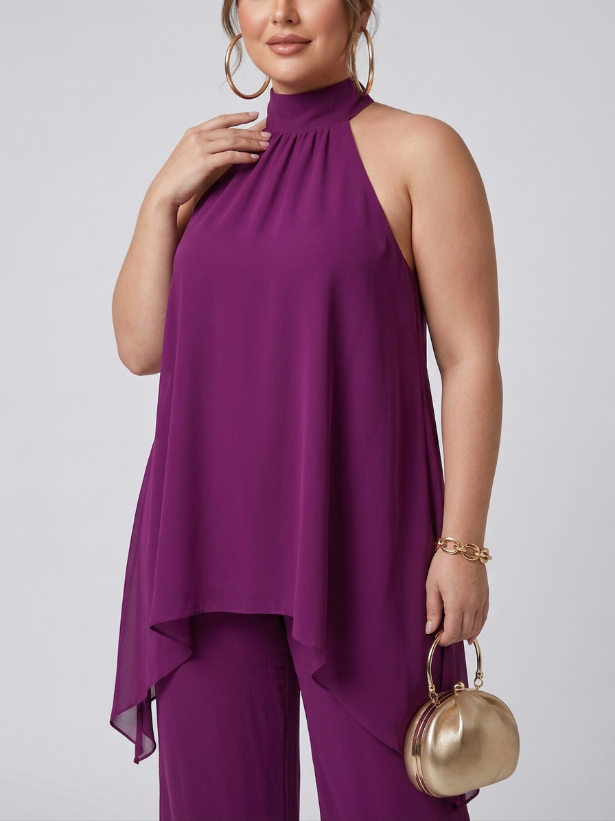 Fleur | Asymmetrische Tuniek Top Set met Wijde Broek
