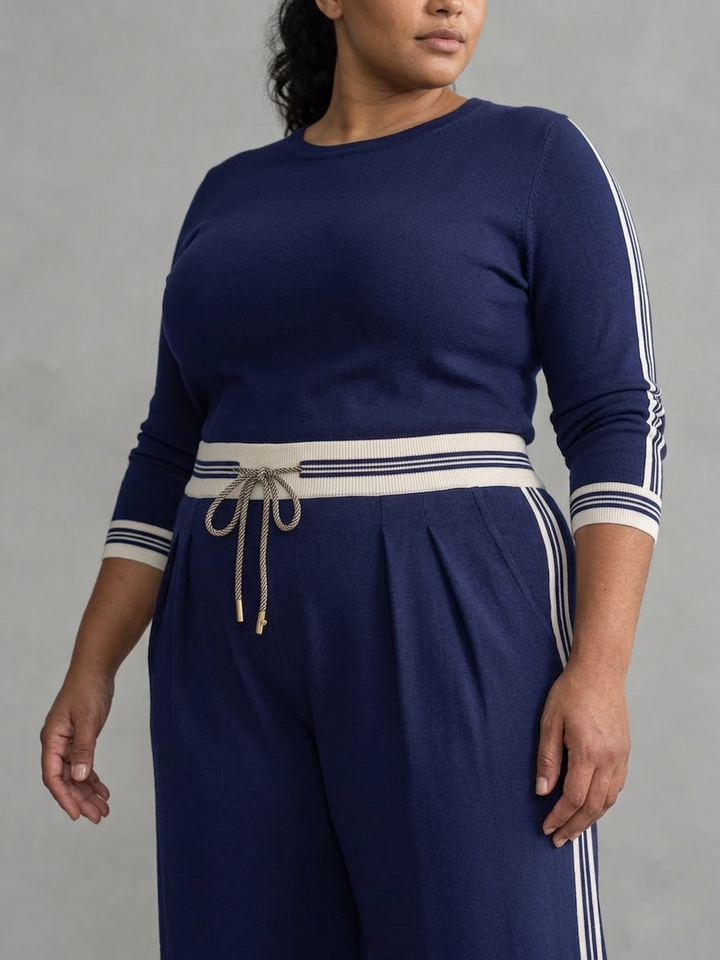 Alma | Fitted Lange Mouwen Top Brede Pantalon Set