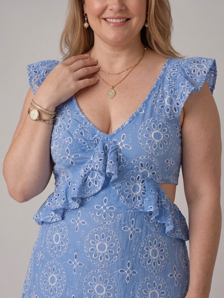 Ula | Mouwloze Maxi Jurk met Rimpeldetails
