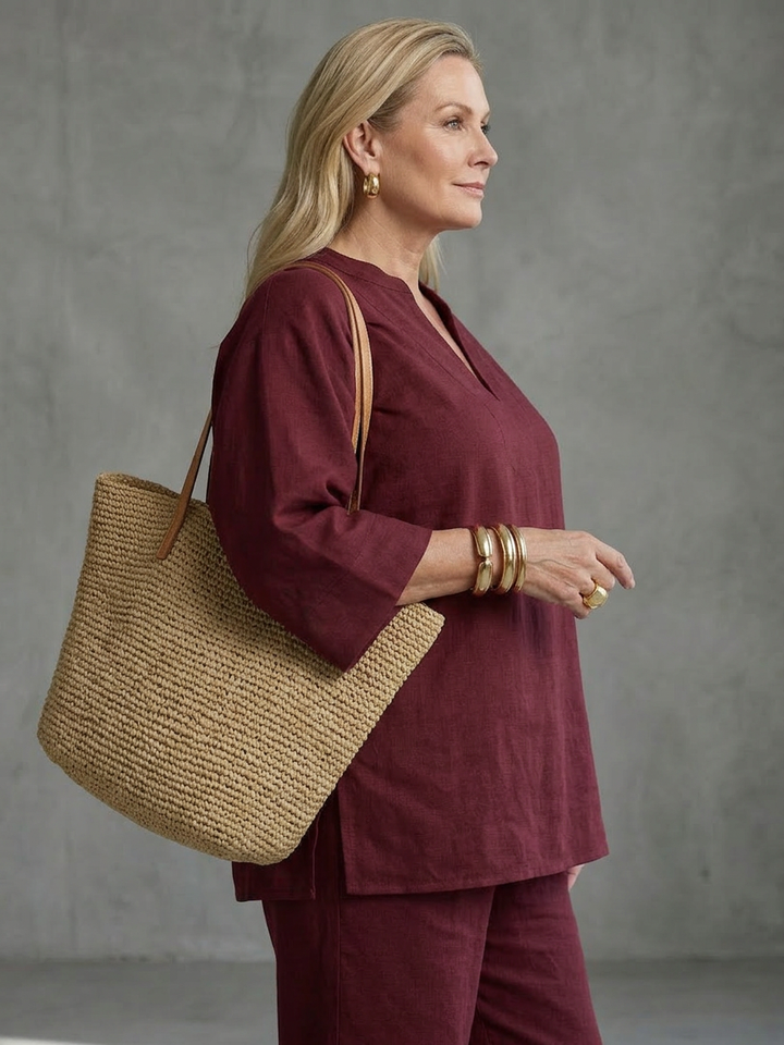Heledd | V-Hals Tuniek Met Gathered Broek Set