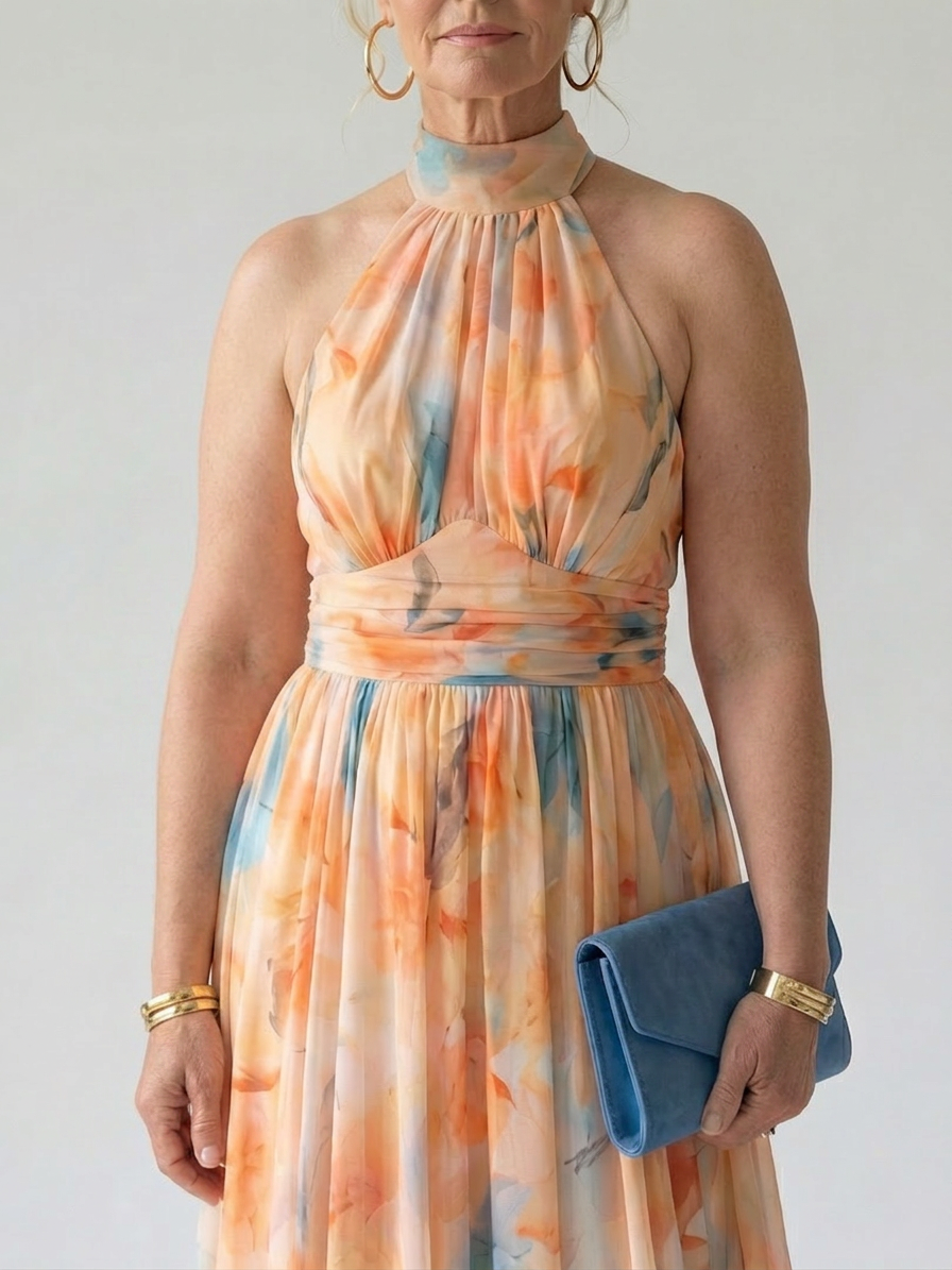 Stella &amp; Grace™ | Zachte Halter Midi Jurk