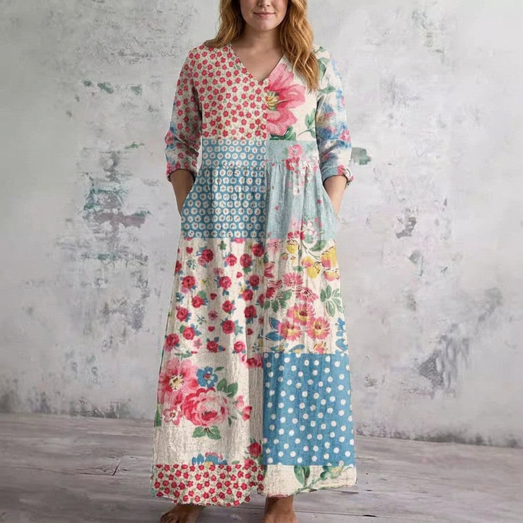 Juno | Patchwork Bloemen Maxi Jurk