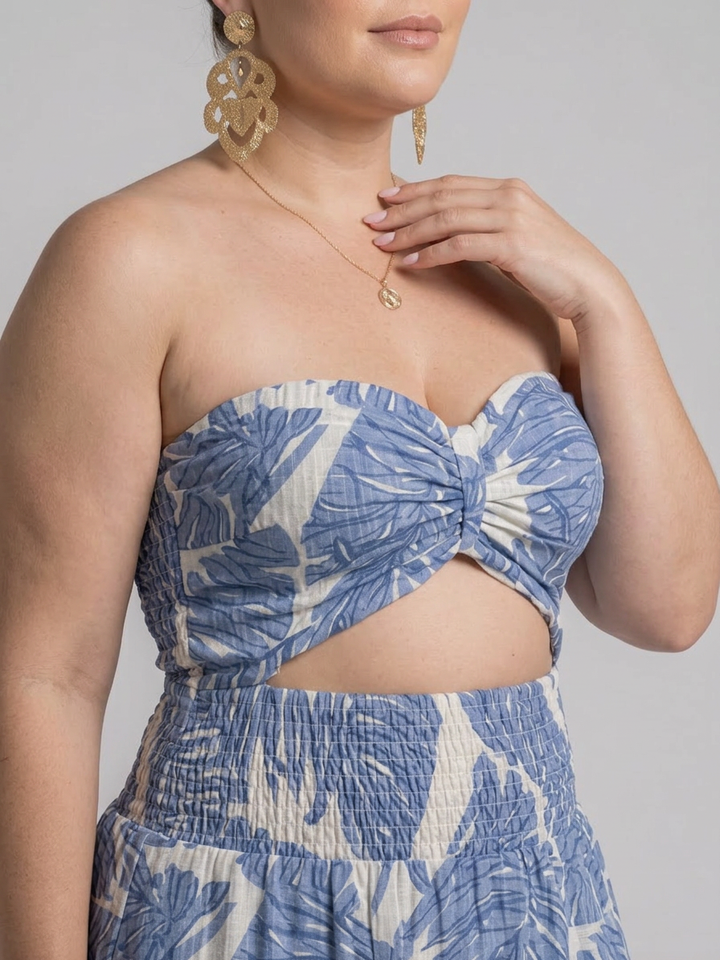 Edith | Strapless Twee-delige Geprinte Maxi Jurk Set
