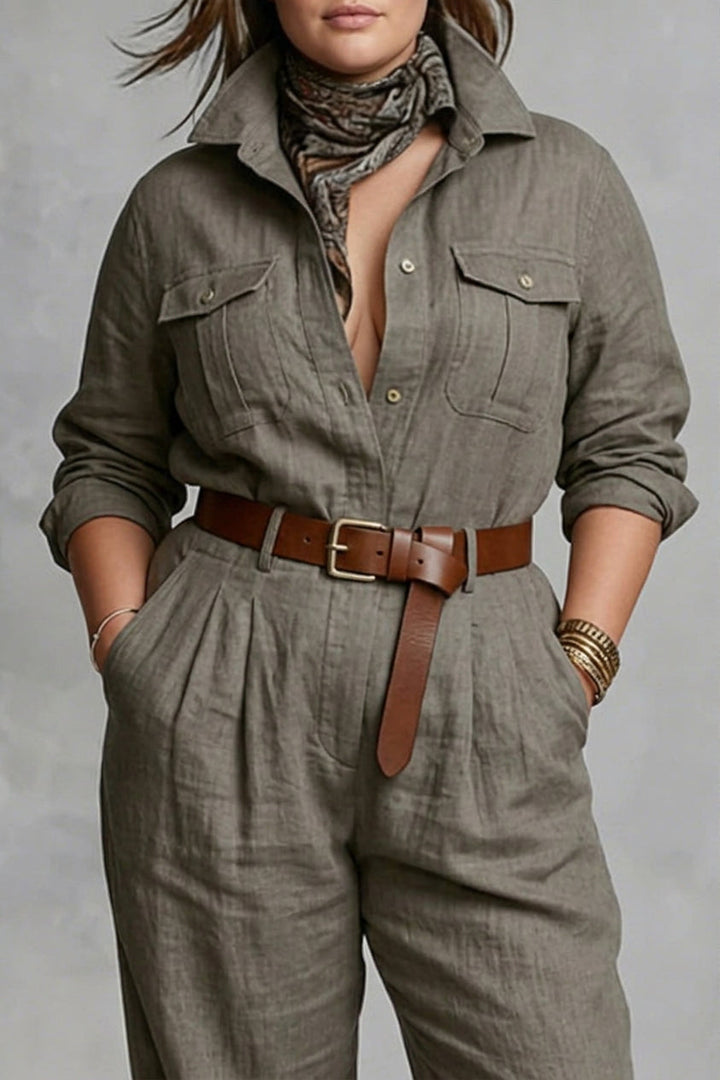Mireille - Katoenen en Linnen Overhemd Jumpsuit