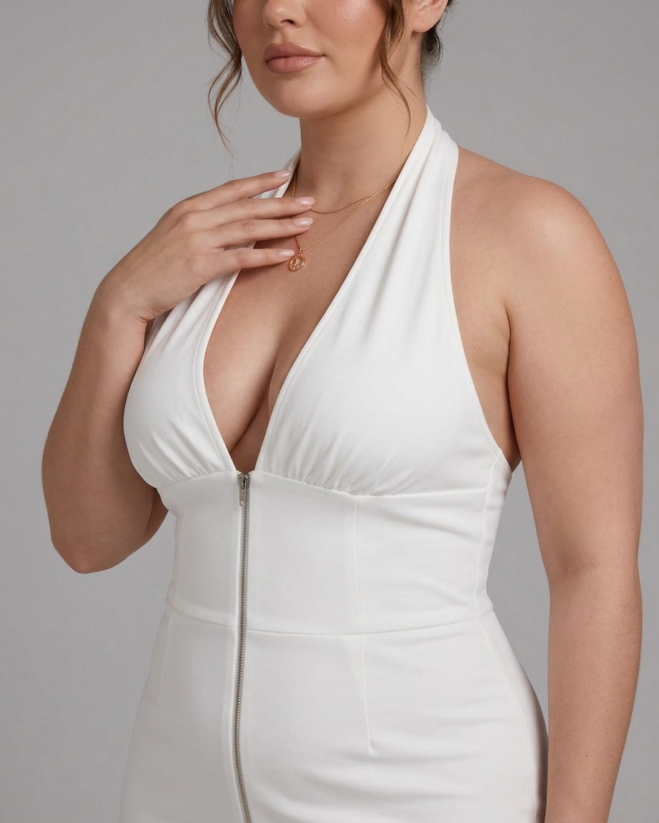 Amina | Halter Nek Brede Pijp Mouwloos Jumpsuit