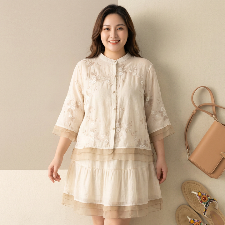Noa - Pure Katoenen Geborduurd Shirt