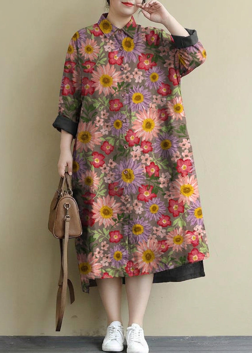 Isolde - Rood Linnen Shirt Jurk Casual Oversized Lente Maxi Jurken
