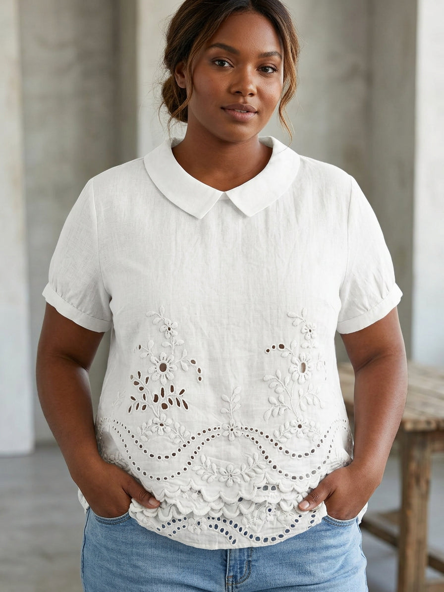 Hazel | Bloemige Geborduurde Shirt