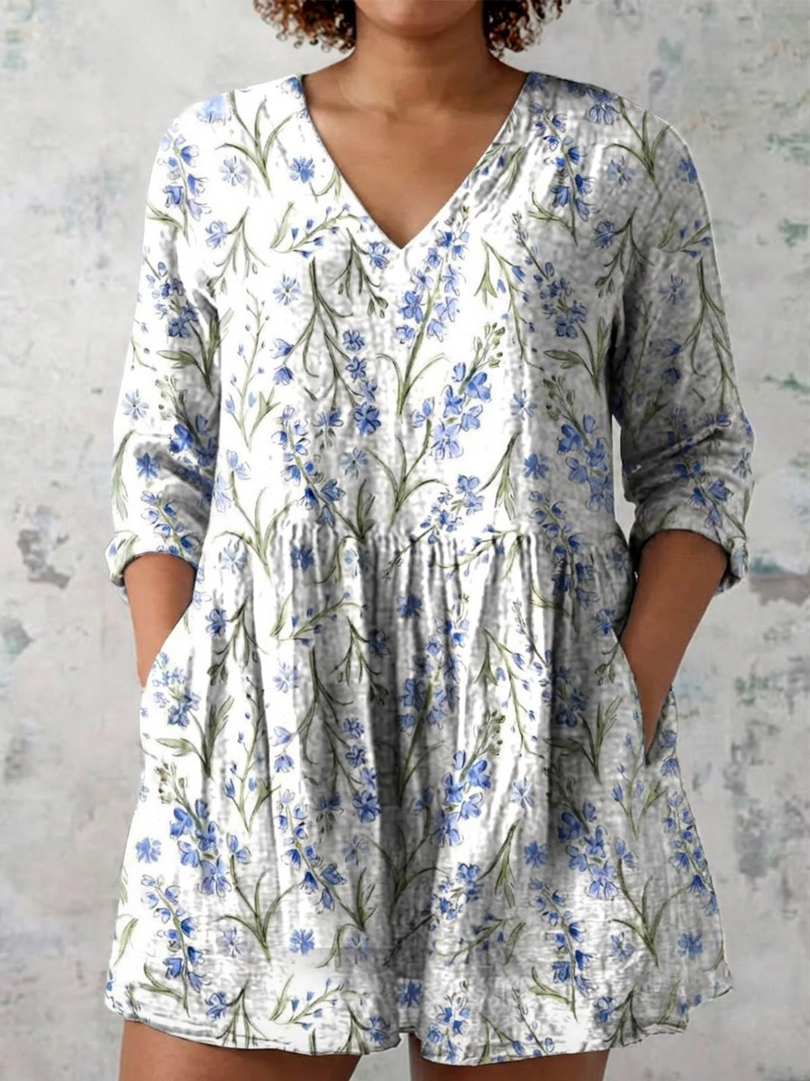 Tindra | Lange Blouse met V-hals
