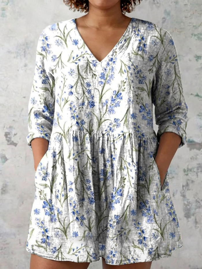 Tindra | Lange Blouse met V-hals