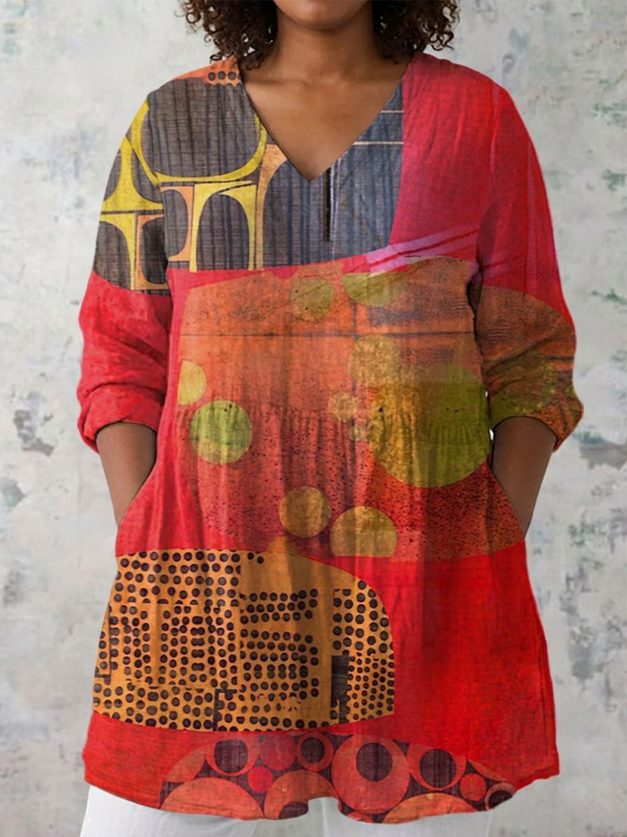 Eleni | Lange Blouse met V-hals